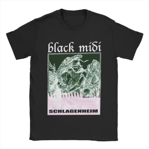 Men's T-Shirts Black Midi Schlagenheim Novelty 100% Cotton Tees Short Sleeve T Shirt Black