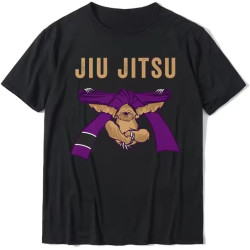 Jiu Jitsu Sloth Shirt for BJJ Cool Purple Belt Printed T Shirts Black