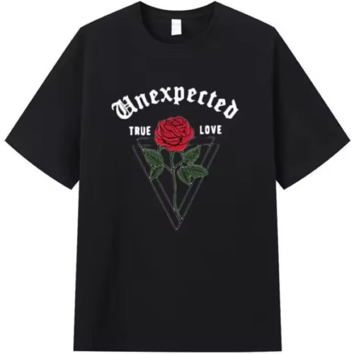 Excepted Love Printed American Short Sleeve T-Shirt Black Excepted Love Printed American Short Sleeve T-Shirt Black