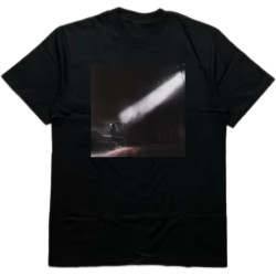 Men's Black Crew-Neck Short-Sleeves, T-Shirt with Light and Shadow Themed Heat-Transfer Prints Black Men's Black Crew-Neck Short-Sleeves, T-Shirt with Light and Shadow Themed Heat-Transfer Prints Black