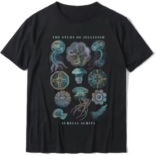 Earth Day The Study of Jellyfish T-Shirt Cotton Birthday Tops T Shirt Men T Shirts Casual Black