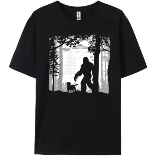 Funny Sasquatch Bigfoot Walking Dog in Woods with Alien UFOs Plus Size Men Clothing Breathable Long Sleeve T-Shirt Harajuku Black Funny Sasquatch Bigfoot Walking Dog in Woods with Alien UFOs Plus Size Men Clothing Breathable Long Sleeve T-Shirt Harajuku Black