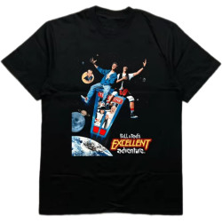 Men's Black Crew - Neck Short - Sleeve Cotton T - Shirt with_Bill & Ted's Excellent Adventure_ Heat - Transfer Print Black Men's Black Crew - Neck Short - Sleeve Cotton T - Shirt with_Bill & Ted's Excellent Adventure_ Heat - Transfer Print Black