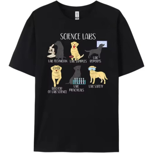 Funny Labrador Retriever Science Labs Teacher Lab Dog Lover Oversized T Shirt Men Men's T-Shirts Valentine's Day Black