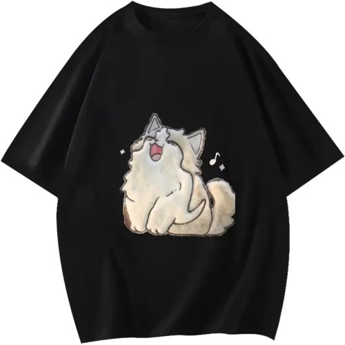 Fashion Funny Cartoon cat Printing Men's T Shirts Black Fashion Funny Cartoon cat Printing Men's T Shirts Black