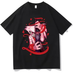 Hazbin Hotels Alastor Printed Tshirt Summer WomensTshirt Y2k Round Neck Short SleeveTshirt Neutral T-Shirt Clothing (1) Black
