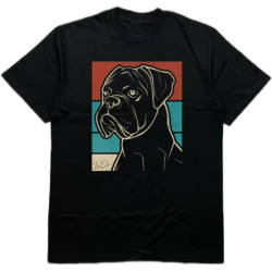 Men's Black 200G Cotton Heat Transfer Printed Crew Neck Short Sleeve T-Shirt - Retro Style Dog Portrait Pattern Black Men's Black 200G Cotton Heat Transfer Printed Crew Neck Short Sleeve T-Shirt - Retro Style Dog Portrait Pattern Black