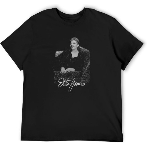 Etta James - Unisex Tee T Shirt - Etta Seated - Cotto Black Etta James - Unisex Tee T Shirt - Etta Seated - Cotto Black