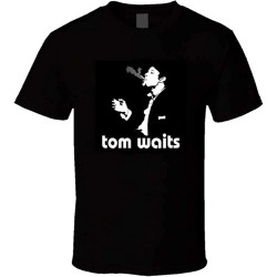 Tom Waits Rock Folk Singer Music Shirt Black White Tshirt Men's Black Tom Waits Rock Folk Singer Music Shirt Black White Tshirt Men's Black