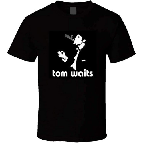 Tom Waits Rock Folk Singer Music Shirt Black White Tshirt Men's Black Tom Waits Rock Folk Singer Music Shirt Black White Tshirt Men's Black