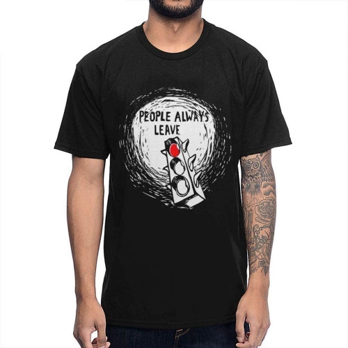 Round Neck Graphic One Tree Hill People Always Leave for Male Tee T Shirt Black Black