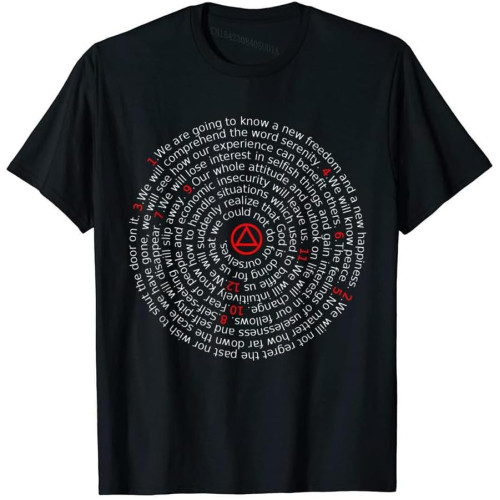The Twelve Promises' AA 12 Step Spiral T-Shirt Normal Men's Top T-Shirts Funny Cotton T Shirt Party Kawaii The Twelve Promises' AA 12 Step Spiral T-Shirt Normal Men's Top T-Shirts Funny Cotton T Shirt Party Kawaii