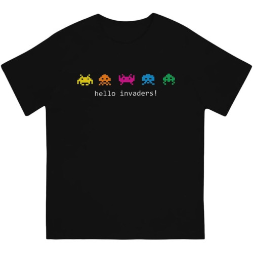 Space Invaders Shooting Video Game Hello Invaders Tshirt Homme Men's Clothes Blusas T Shirt for Men Space Invaders Shooting Video Game Hello Invaders Tshirt Homme Men's Clothes Blusas T Shirt for Men