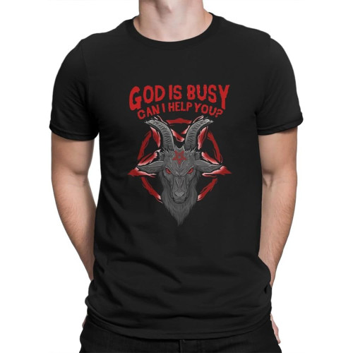 God is Busy Can I Help You Occult Tshirt for Men Baphomet Satan Lucifer Clothing Novelty T Shirt Soft God is Busy Can I Help You Occult Tshirt for Men Baphomet Satan Lucifer Clothing Novelty T Shirt Soft