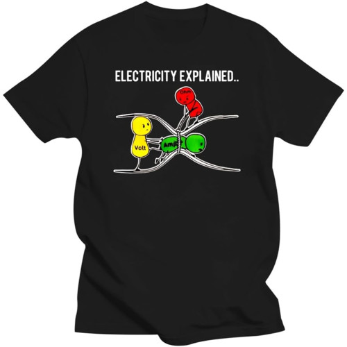 T-Shirt Men O-Neck Fashion Tshirt Electricity Explained - Ohm's Law Version2 Male Cotton tee-Shirt Bigger Size
