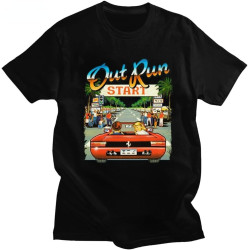 Japan Arcade Racing Video Game Out Run T Shirt Men Vintage 80s Console Gaming Tops Outrun Tshirt Casual Oversized Tee