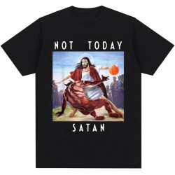 Not Today Satan JesVs Satan in T Shirt Harajuku Casual T-Shirt Men's Women's Fashion Cotton Oversized T Shirts Streetwear Not Today Satan JesVs Satan in T Shirt Harajuku Casual T-Shirt Men's Women's Fashion Cotton Oversized T Shirts Streetwear