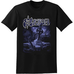 Saxon Poster Rock Music Men's T-Shirt Unisex Black Tee Saxon Poster Rock Music Men's T-Shirt Unisex Black Tee