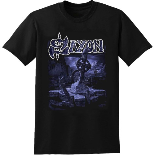 Saxon Poster Rock Music Men's T-Shirt Unisex Black Tee Saxon Poster Rock Music Men's T-Shirt Unisex Black Tee
