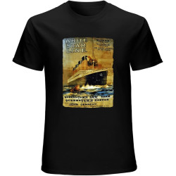 Men's Titanic Shirt for Kids Sailing Ship Cruise Vintage Poster Black Men's Titanic Shirt for Kids Sailing Ship Cruise Vintage Poster Black