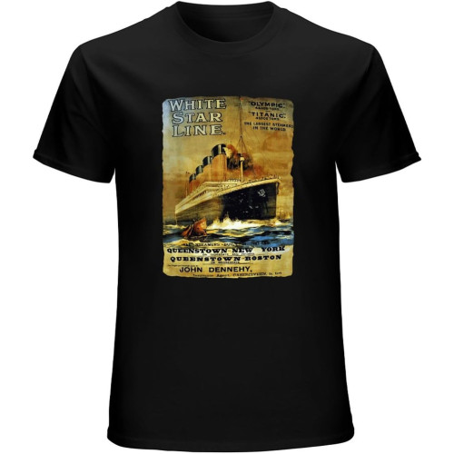 Men's Titanic Shirt for Kids Sailing Ship Cruise Vintage Poster Black Men's Titanic Shirt for Kids Sailing Ship Cruise Vintage Poster Black