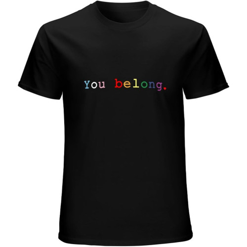 Gay Pride Design with LGBT Support and Respect You Belong T-Shirt Mens Unisex Tee for Men Black Gay Pride Design with LGBT Support and Respect You Belong T-Shirt Mens Unisex Tee for Men Black