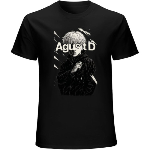 Agust D BTS Bangtan Boys T-Shirt Graphic Mens Basic Black Unisex Cotton Casual Tee Agust D BTS Bangtan Boys T-Shirt Graphic Mens Basic Black Unisex Cotton Casual Tee