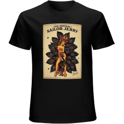 Rum Inspired Sailor Jerry Rum Tattoo Lady Peacock T-Shirt T Shirt Mens 0234 Printed Tee Shirt Black