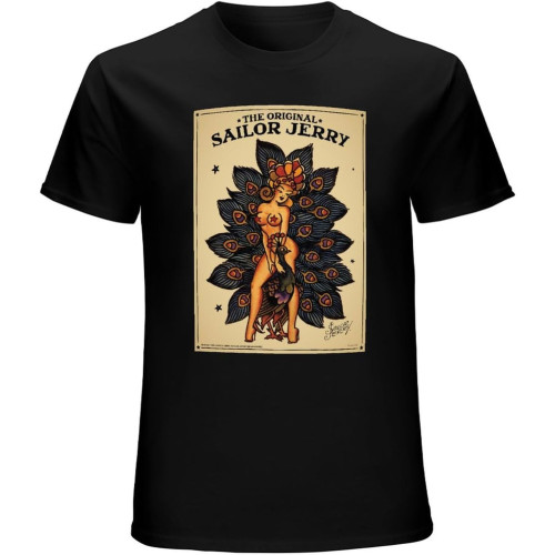 Rum Inspired Sailor Jerry Rum Tattoo Lady Peacock T-Shirt T Shirt Mens 0234 Printed Tee Shirt Black Rum Inspired Sailor Jerry Rum Tattoo Lady Peacock T-Shirt T Shirt Mens 0234 Printed Tee Shirt Black