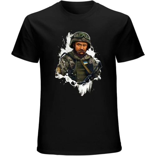 Men's Taras Shevchenko Ukrainian Soldier Patriotic Unisex T Shirt Black