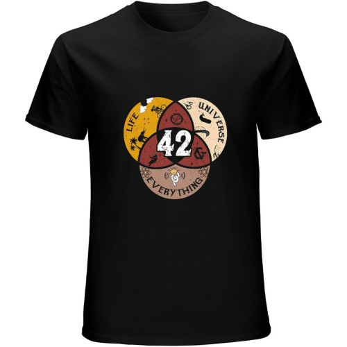 Men's 42 Life Universe and Everything Unique T-Shirt The Hitchhikers Guide to The Galaxy Film Casual T Shirt Black Men's 42 Life Universe and Everything Unique T-Shirt The Hitchhikers Guide to The Galaxy Film Casual T Shirt Black