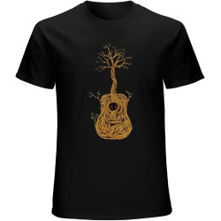Men's Acoustic Guitar Shirt Tree of Life Guitar Player Guitarist T-Shirt Black Men's Acoustic Guitar Shirt Tree of Life Guitar Player Guitarist T-Shirt Black
