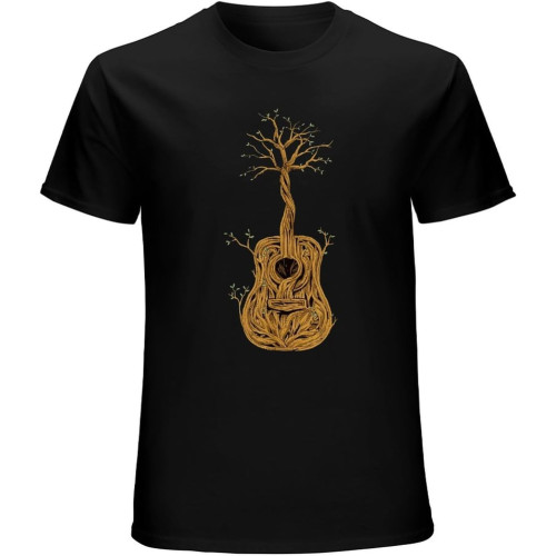 Men's Acoustic Guitar Shirt Tree of Life Guitar Player Guitarist T-Shirt Black Men's Acoustic Guitar Shirt Tree of Life Guitar Player Guitarist T-Shirt Black