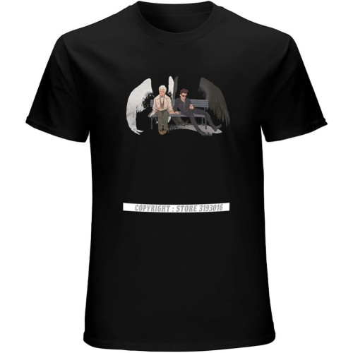 Sneaky Good Omens Men's T Shirts Crowley Aziraphale Ineffable Go David Tennant Angel Men Tops T Shirt Pure Cotton Black Sneaky Good Omens Men's T Shirts Crowley Aziraphale Ineffable Go David Tennant Angel Men Tops T Shirt Pure Cotton Black