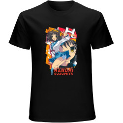 Men's The Melancholy of Haruhi Suzumiya Anime T-Shirt Unisex Black
