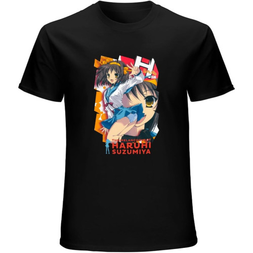 Men's The Melancholy of Haruhi Suzumiya Anime T-Shirt Unisex Black Men's The Melancholy of Haruhi Suzumiya Anime T-Shirt Unisex Black