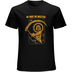 Men's LIQS No Gods No Masters Baphomet Tarot Death Satan T-Shirt Round Neck Graphic Unisex Top Tees Black Men's LIQS No Gods No Masters Baphomet Tarot Death Satan T-Shirt Round Neck Graphic Unisex Top Tees Black