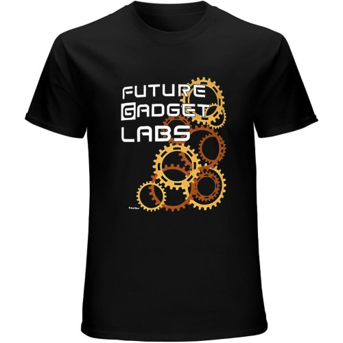 Steins;Gate Inspired Anime T-Shirt Future Gadget LabsYellow Red Mens Men T Shirt 100% Cotton Black