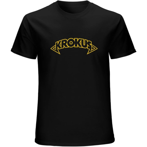 Krokus Logo T-Shirt Graphic Mens Basic Black Unisex Cotton Casual Tee Krokus Logo T-Shirt Graphic Mens Basic Black Unisex Cotton Casual Tee