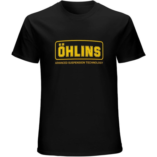 Ohlins Vintage Shock Suspension T-Shirt Graphic Mens Basic Black Unisex Cotton Casual Tee Ohlins Vintage Shock Suspension T-Shirt Graphic Mens Basic Black Unisex Cotton Casual Tee