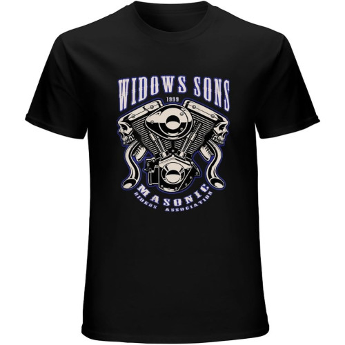Men's Limited Masonic Merch Widows Sons V-Twin T-Shirt On Back Print Tee Black Men's Limited Masonic Merch Widows Sons V-Twin T-Shirt On Back Print Tee Black