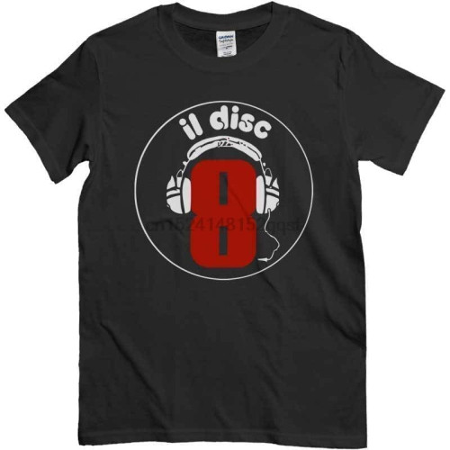 T-Shirt Dj Italo Disco Maglietta nera Con Logo etichetta discografica storica
