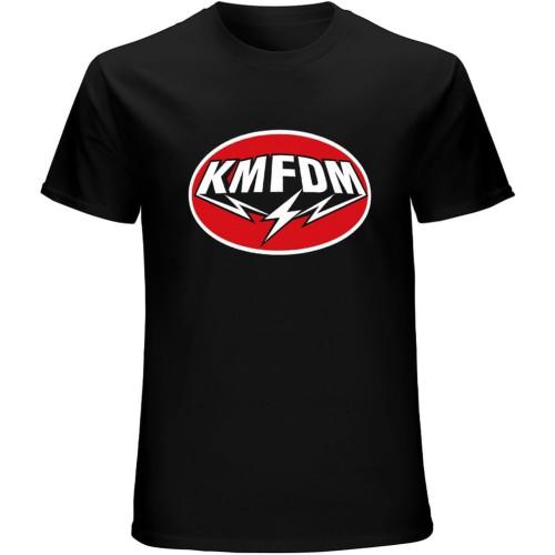 KMFDM Oval Logo T-Shirt Graphic Mens Basic Black Unisex Cotton Casual Tee KMFDM Oval Logo T-Shirt Graphic Mens Basic Black Unisex Cotton Casual Tee