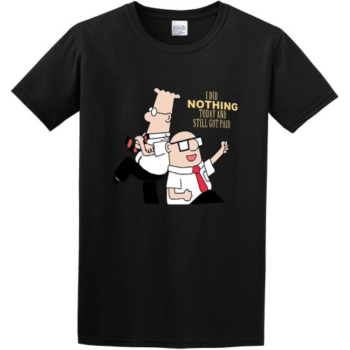Dilbert Office Humor Cotton Round Neck Shirt for Men