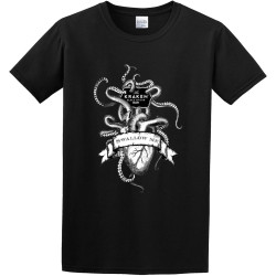 Label Kraken Rum Pirates Pirates Label Octopus Heart Mens Round Neck Cotton T Shirts