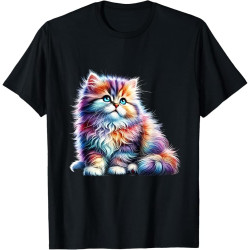 RXODXA Cat Men Women Colourful Watercolour Cat T-Shirt RXODXA Cat Men Women Colourful Watercolour Cat T-Shirt