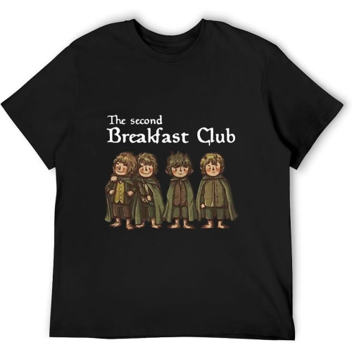 The Second Breakfast Club Unisex T-Shirt Printed Tee Black Mens Top Shirt The Second Breakfast Club Unisex T-Shirt Printed Tee Black Mens Top Shirt