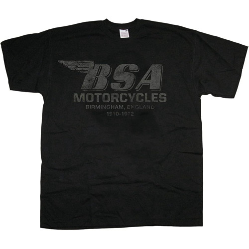 BANANATRIP BSA Birmingham Logo British Motorcycles T-Shirt Printed Graphic Black Mens Top Tee L