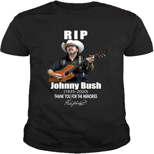 BANANATRIP Rip Johnny Bush 1935-2020 Thank You for The Memories Signature Men's Black T-Shirt BANANATRIP Rip Johnny Bush 1935-2020 Thank You for The Memories Signature Men's Black T-Shirt
