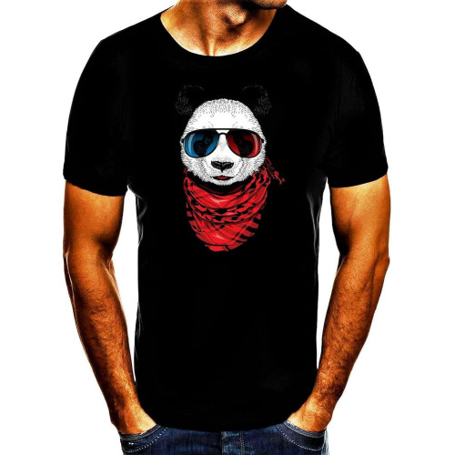 Panda Animal Men's Black T-Shirt Panda Animal Men's Black T-Shirt
